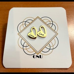 Heart love stud earrings gold stainless steel